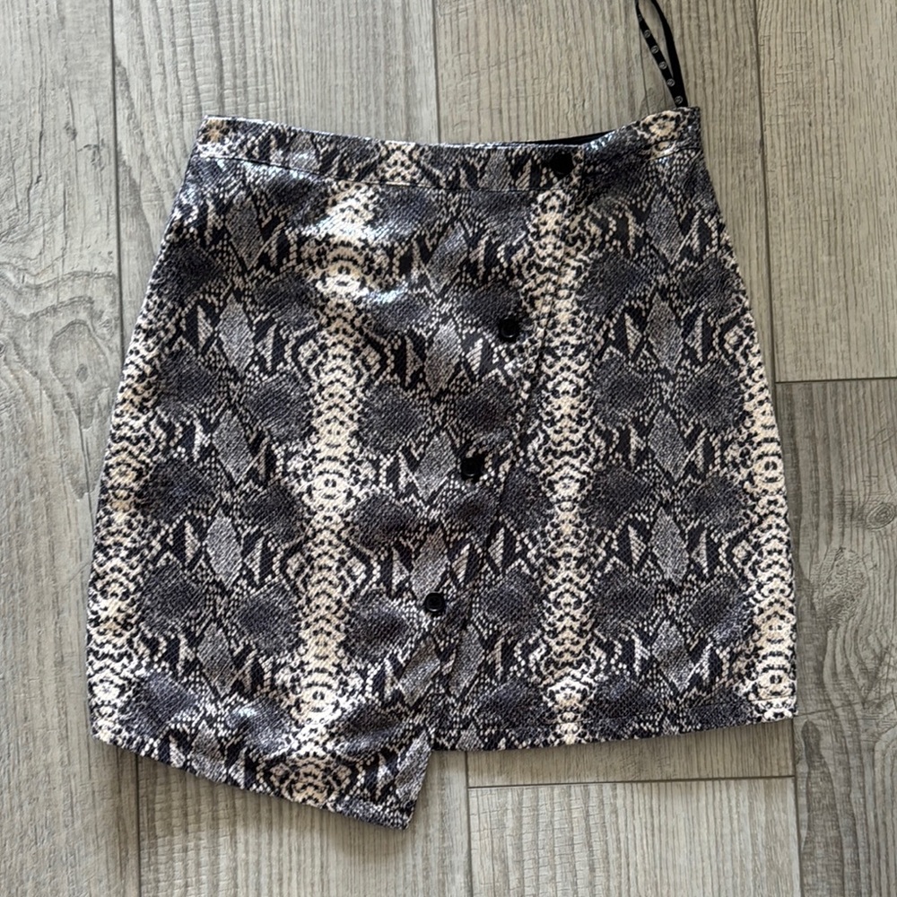 Missguided Black and White Asymmetrical Wrap Mini Skirt